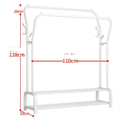 Double Clothes Rack with Bottom Shelf