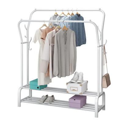 Double Clothes Rack with Bottom Shelf