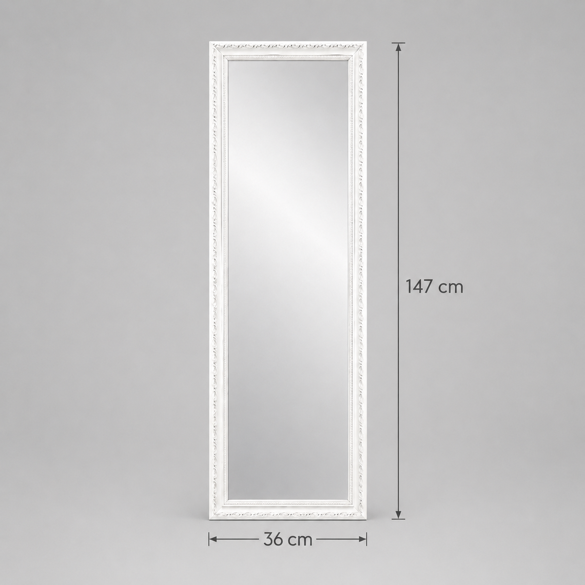 Decorative White Wooden Standing Floor Mirror