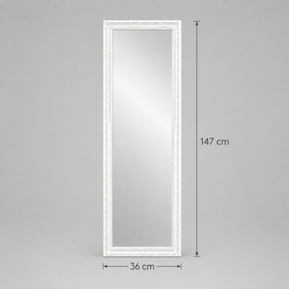 Decorative White Wooden Standing Floor Mirror