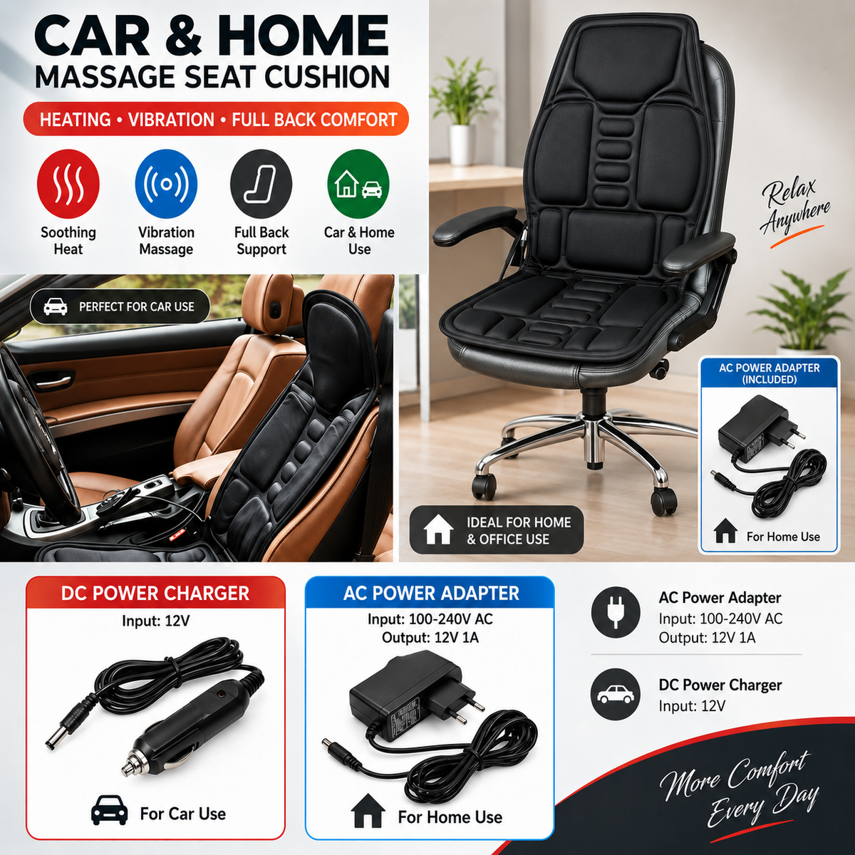 Massage Cushion – For Home & Car