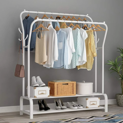 Double Clothes Rack with Bottom Shelf