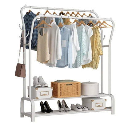 Double Clothes Rack with Bottom Shelf