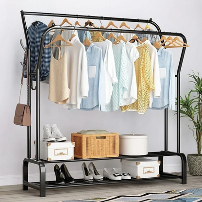 Double Clothes Rack with Bottom Shelf