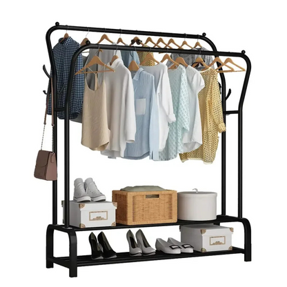 Double Clothes Rack with Bottom Shelf